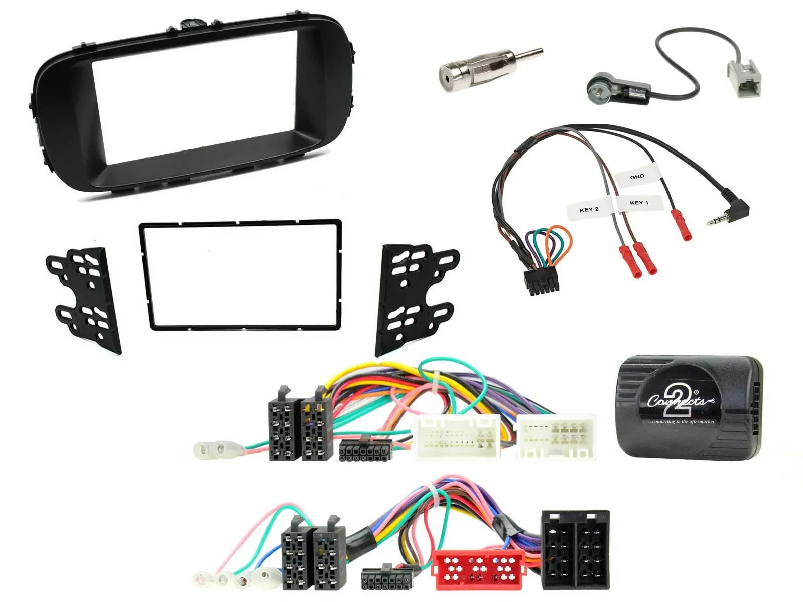 Einbauset Lenkradadapter Doppel DIN Autoradio für Kia Soul 2014-2019 schwarz