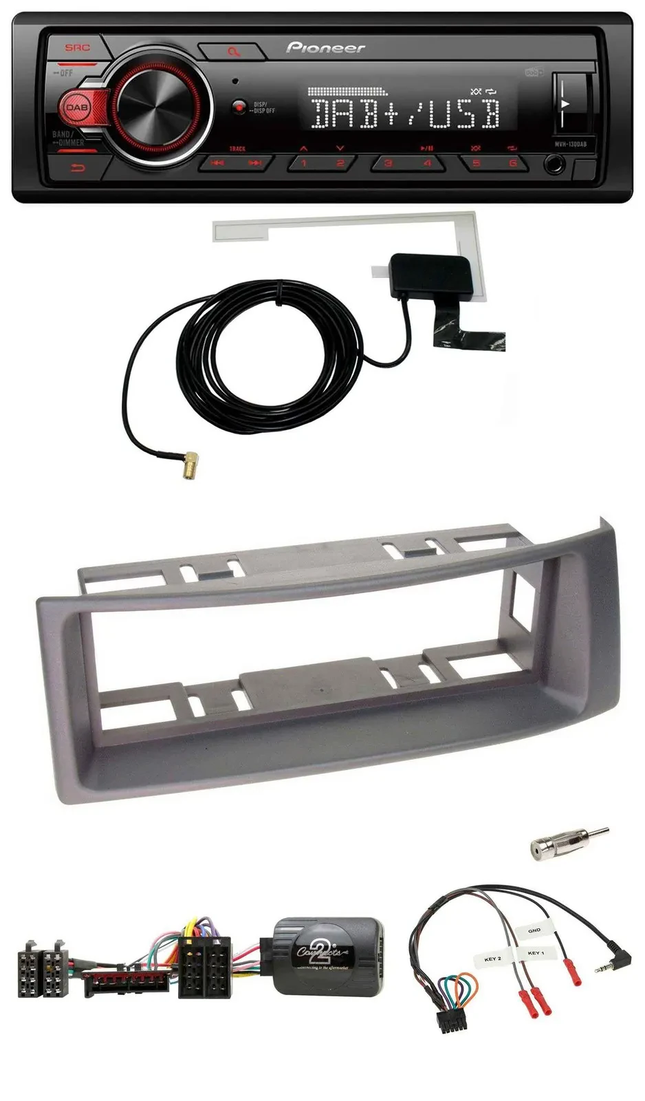 Автомагнитола Pioneer 1DIN MP3 DAB USB для Renault Megane/Scenic 1996–2000, антрацит