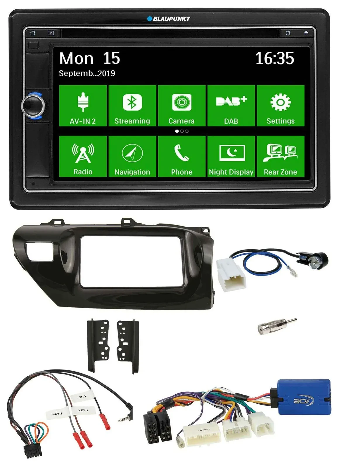 Blaupunkt Bluetooth 2DIN Lenkrad DAB USB TMC Navigation für Toyota Hilux 2015-20