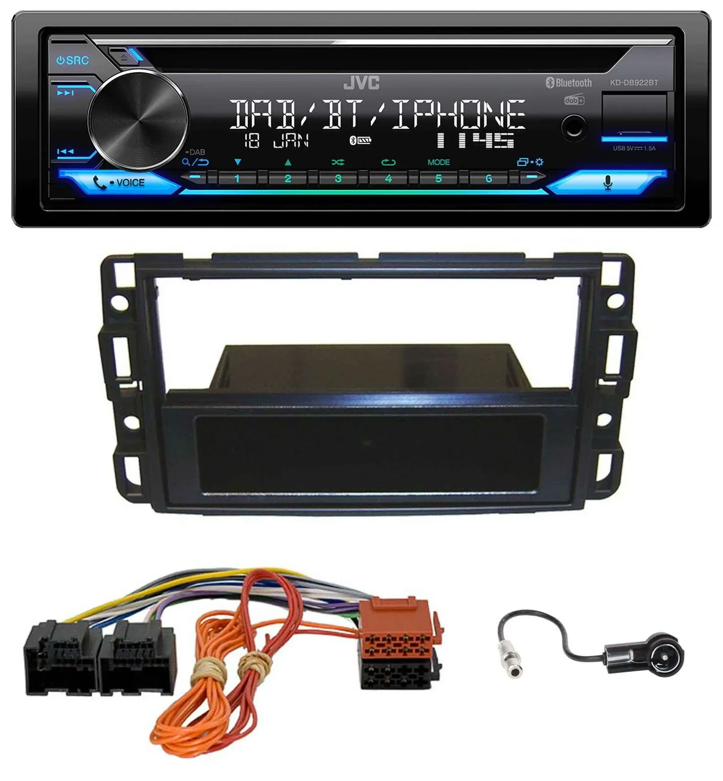 Автомагнитола JVC Bluetooth MP3 USB DAB CD для Cadillac BLS (2006–2010)