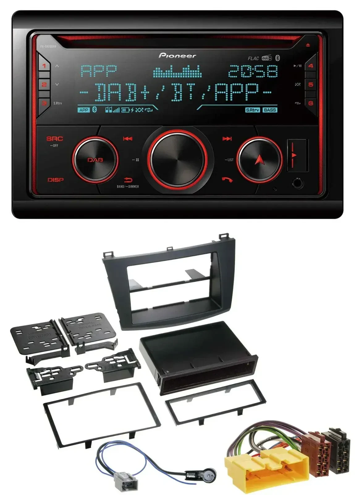 Автомагнитола Pioneer 2DIN, DAB, Bluetooth, USB, CD для Mazda 3 (2009–2013)