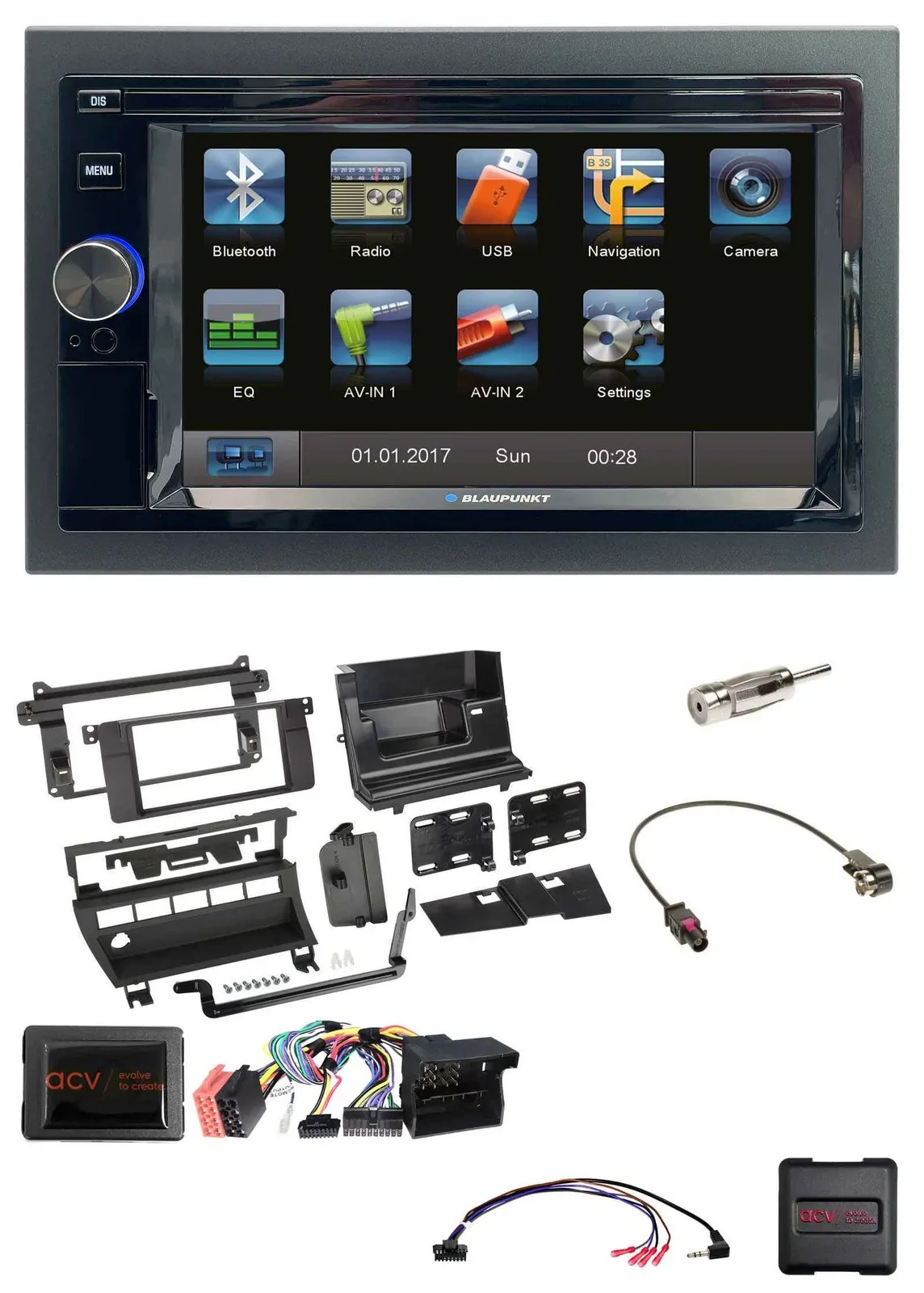 Blaupunkt 2DIN Bluetooth TMC USB Lenkrad SD Navigation für BMW 3er 02-06 E46 5 S