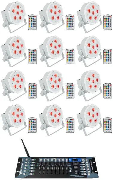 Светодиодный прибор Rockville BATTERY PAR 6RF White с DMX-контролером (12 штук)