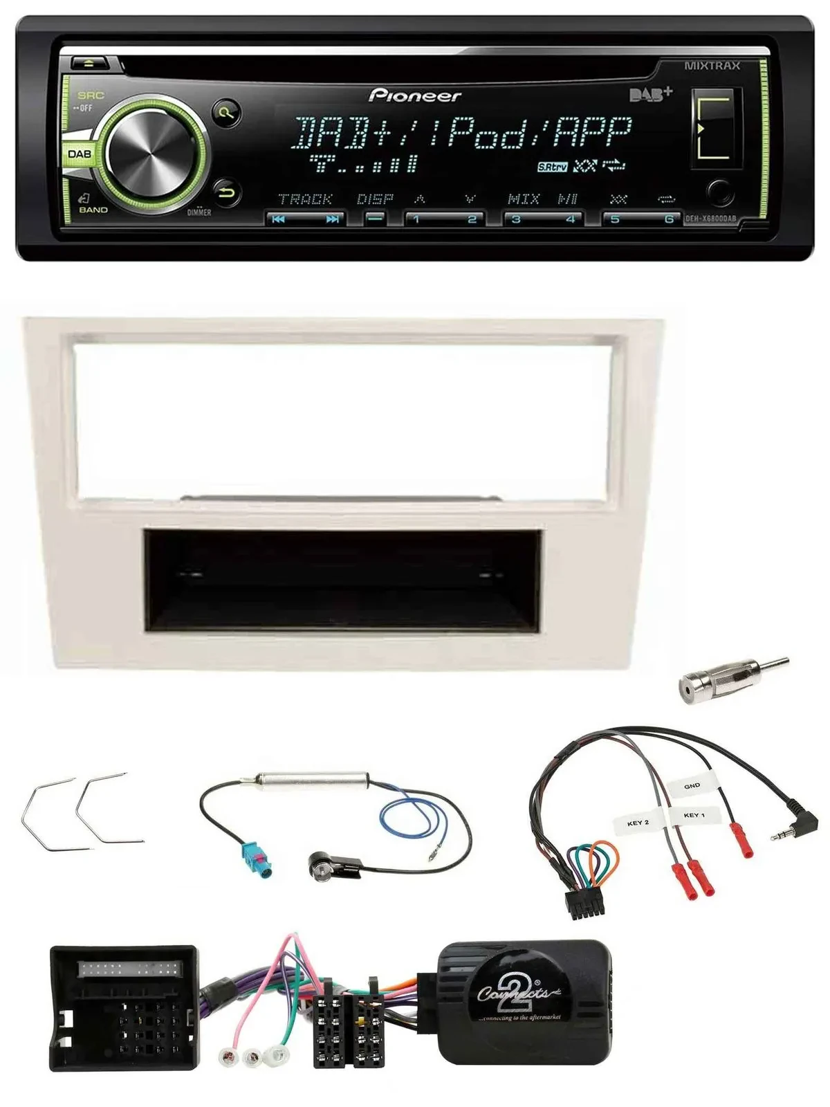 Pioneer DAB USB MP3 Lenkrad CD Autoradio für Opel Corsa D 2006-2008 perl-weiss