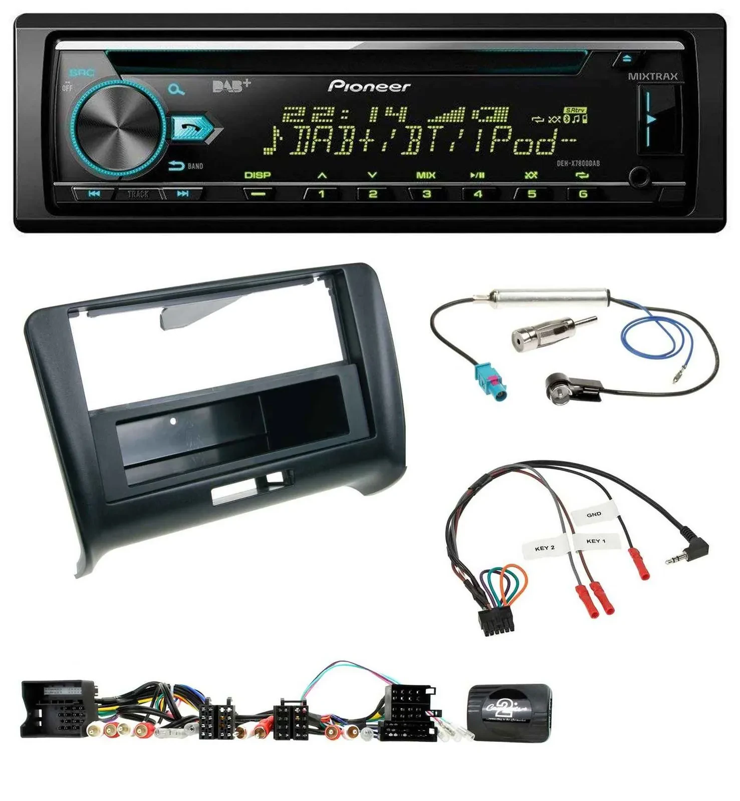Автомагнитола для Audi TT (2006–2014) Pioneer DAB, CD, USB, Bluetooth, управление с руля