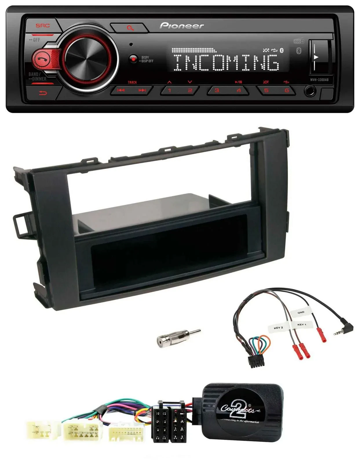 Pioneer Bluetooth USB DAB Lenkrad Autoradio für Toyota Auris 2007-2011 schwarz
