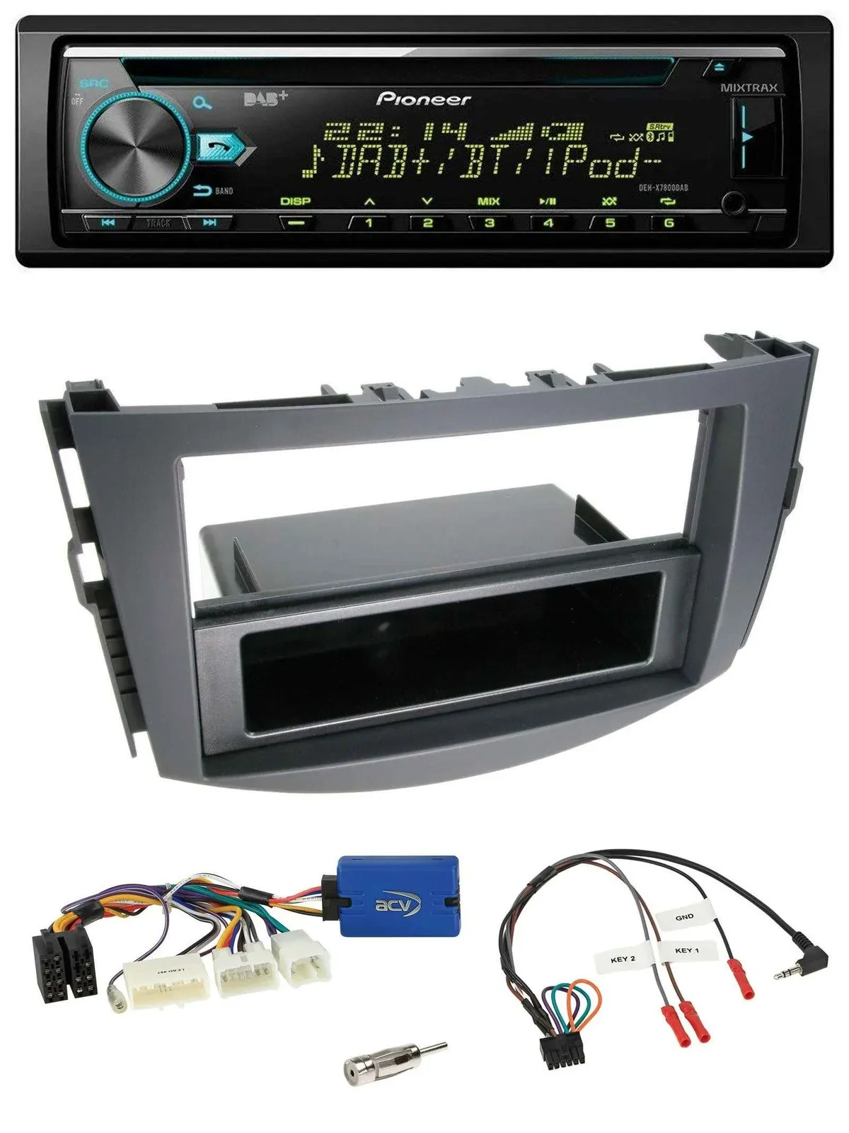 Автомагнитола для Toyota RAV4 2011–2013 Pioneer DAB, CD, USB, Bluetooth, поддержка управления с руля