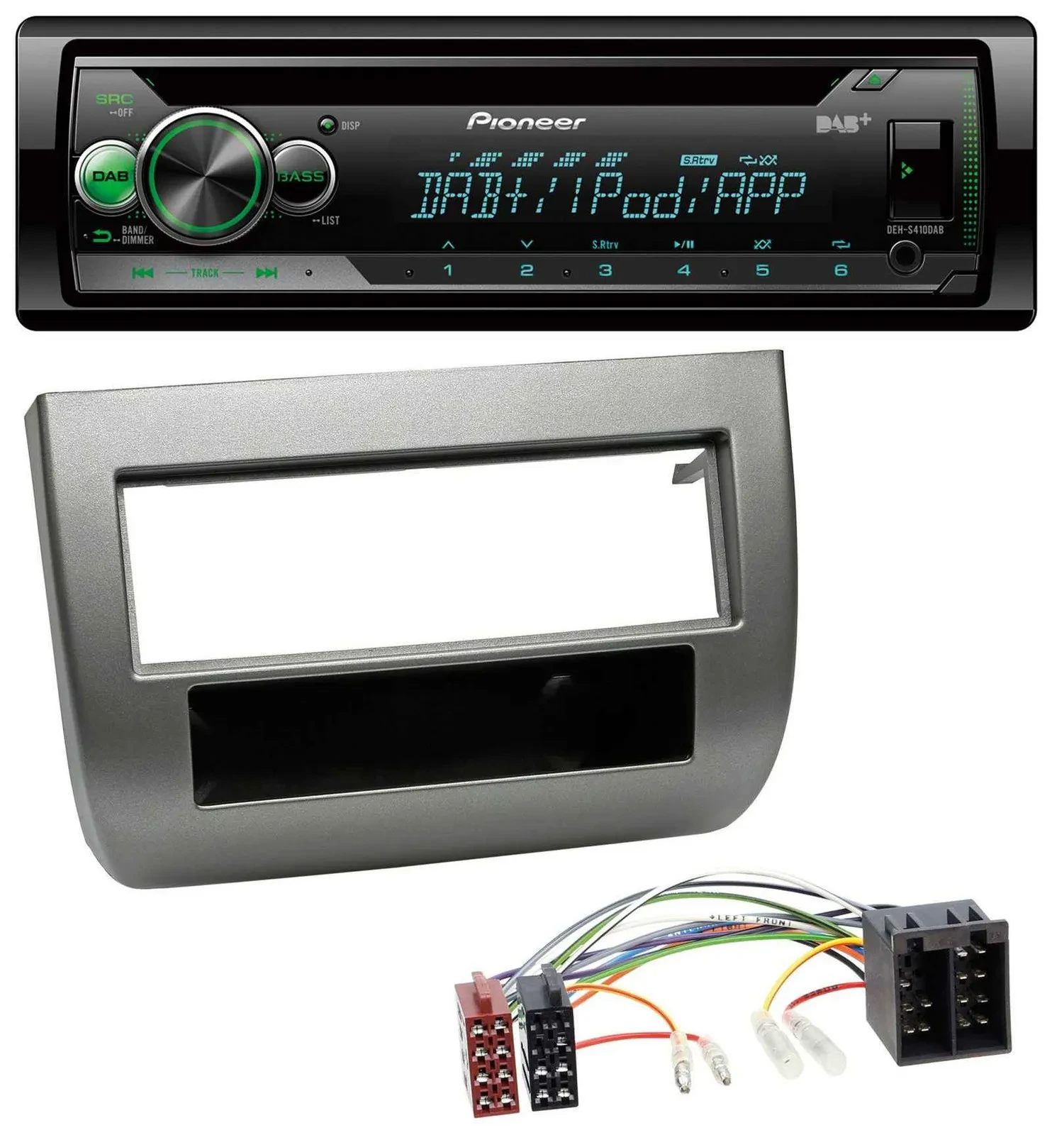Автомагнитола для Lancia Y (843, 2003–2011) Pioneer USB MP3 DAB AUX CD, тёмное серебро металлик