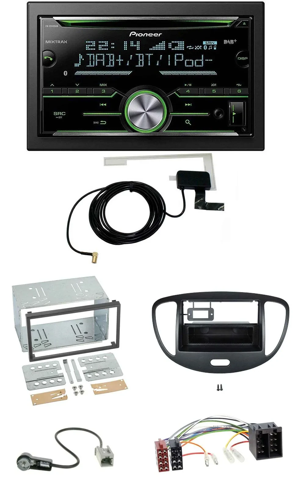 Автомагнитола Pioneer 2DIN CD USB MP3 Bluetooth DAB для Hyundai i10 (2008–2013), черная