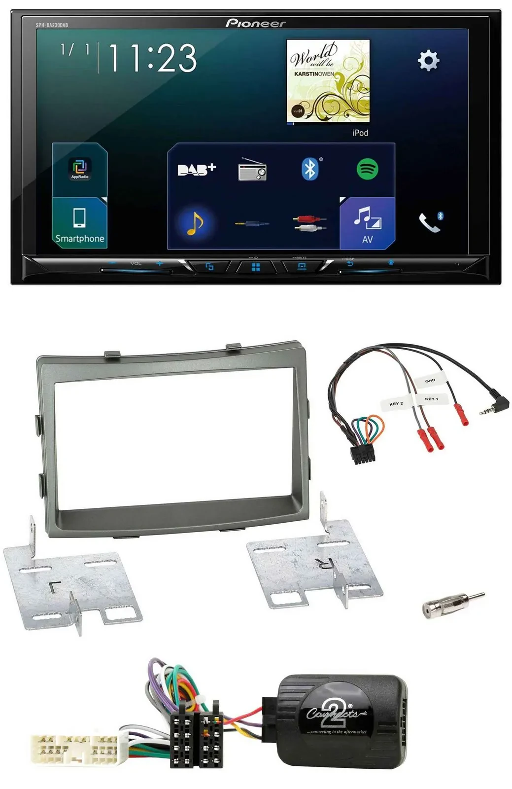 Pioneer Lenkrad Bluetooth USB 2DIN DAB Autoradio für SSangYong Rodius ab 2013