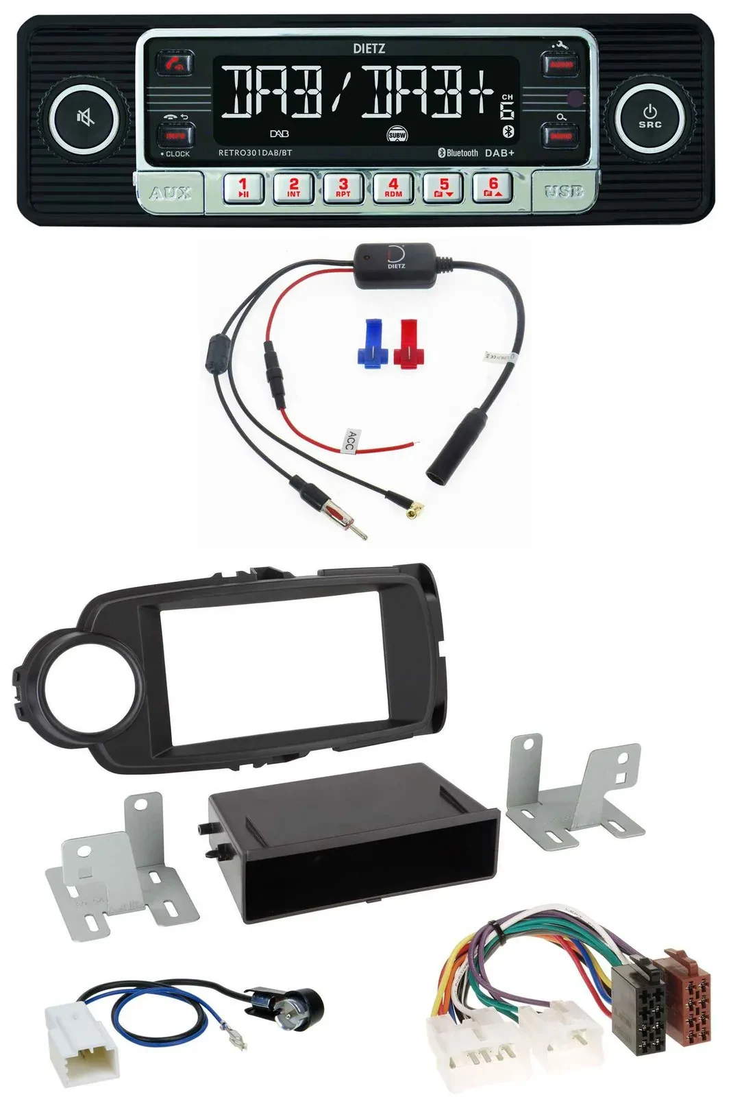 Dietz MP3 DAB Bluetooth USB Autoradio für Toyota Yaris (11-14) - schwarz