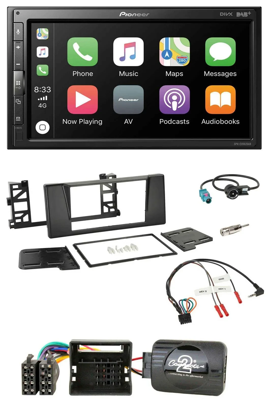 Pioneer USB Lenkrad DAB 2DIN Bluetooth Autoradio für BMW 5er E39 01-04 Aktivsyst