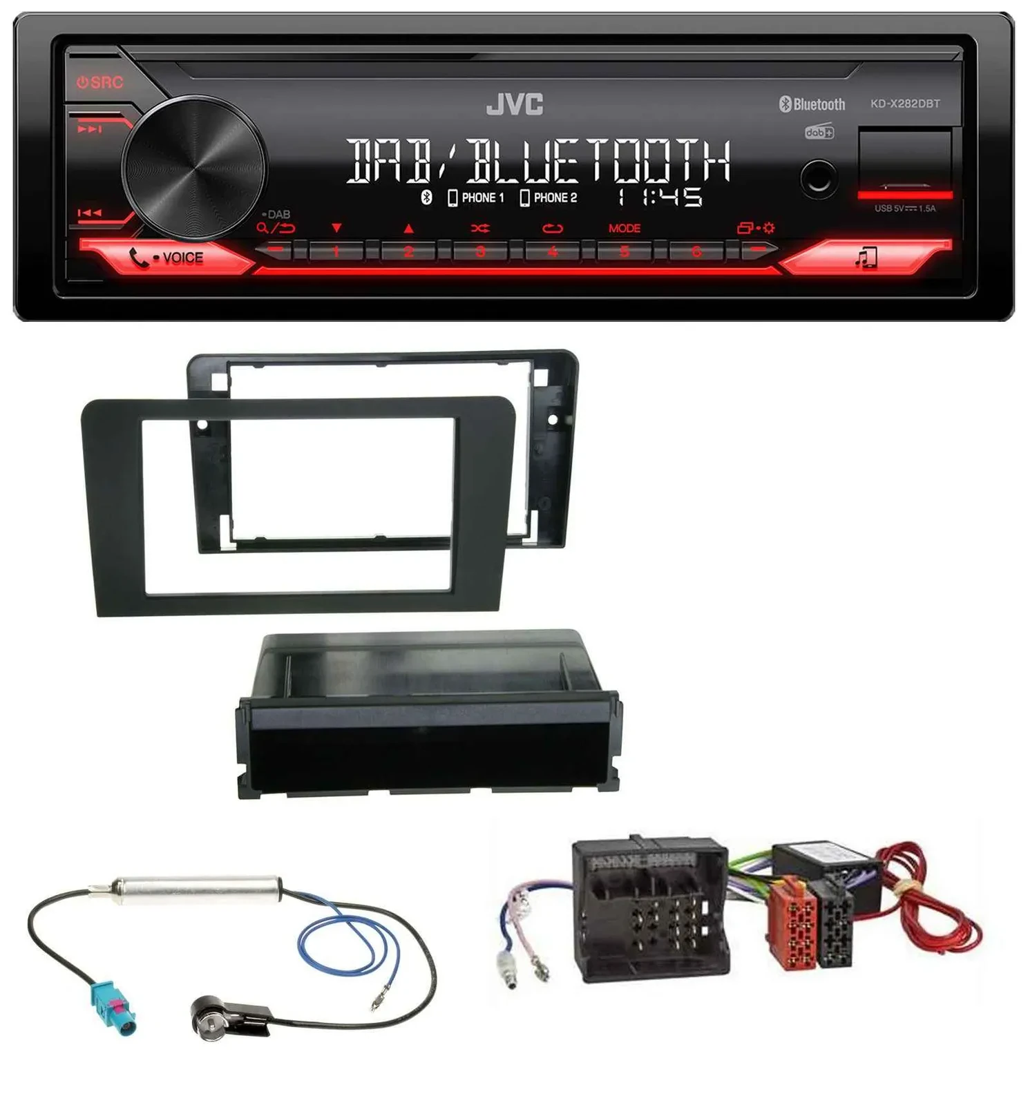 JVC Bluetooth USB DAB MP3 Autoradio für Audi A3 8P 06-12 Symphony Aktivsystem Qu