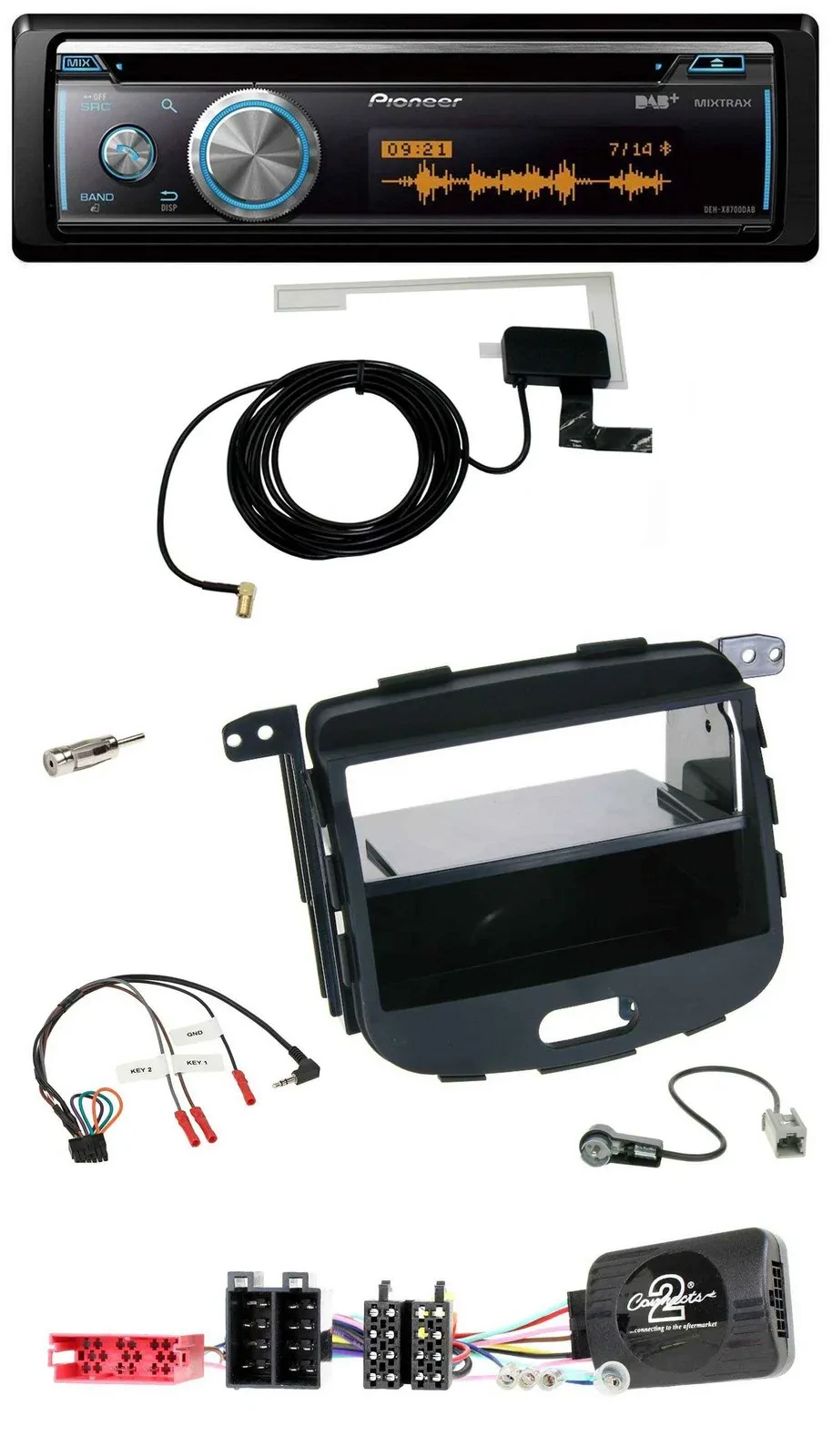 Автомагнитола Pioneer Bluetooth DAB USB CD для Hyundai i10 (2009–2013) черная