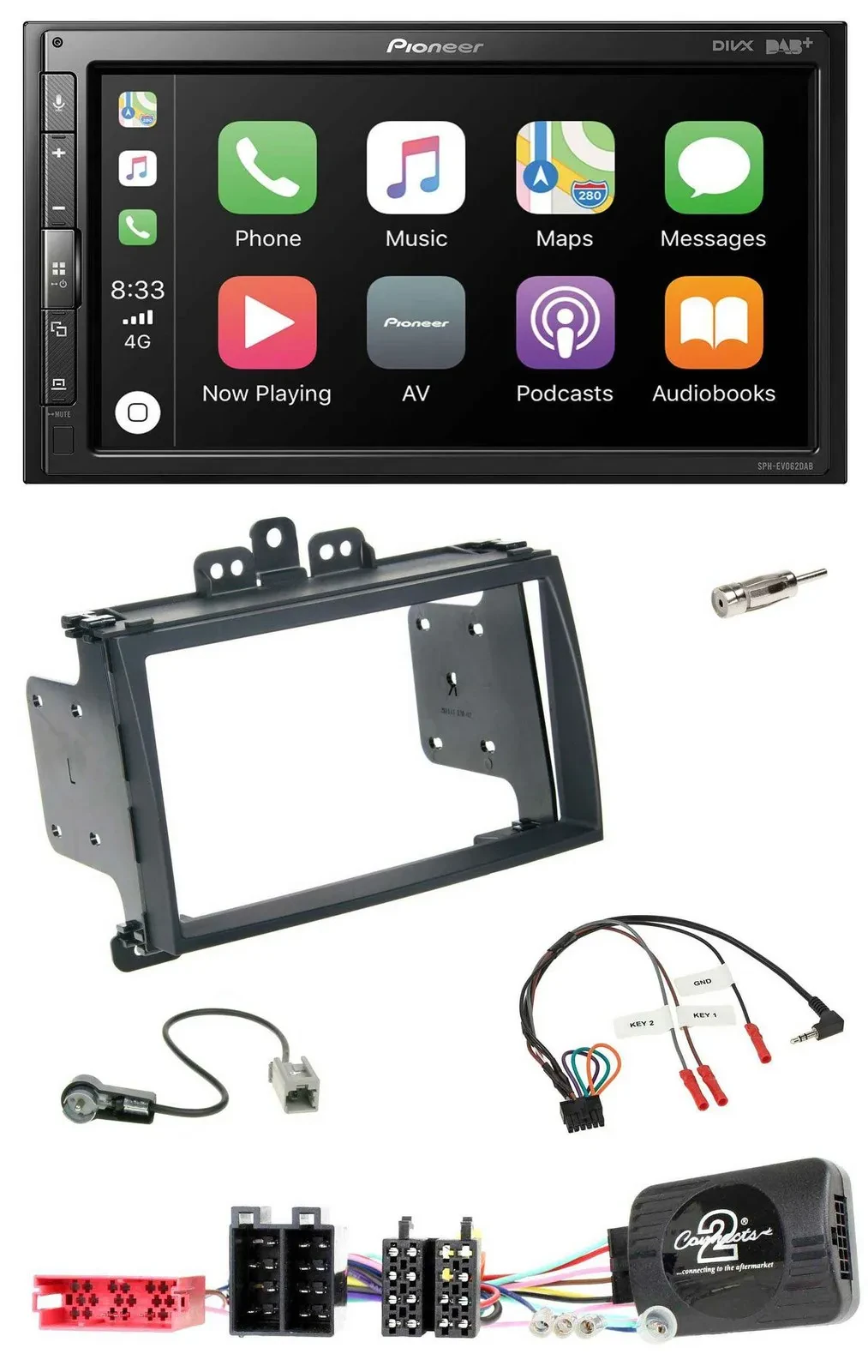 Pioneer USB Lenkrad DAB 2DIN Bluetooth Autoradio für Hyundai i20 09-12 schwarz