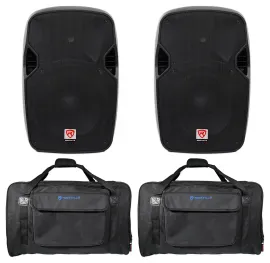 (2) Rockville SPGN124 12" 2400W DJ PA Speakers 4-Ohm+Weatherproof Speaker Bags