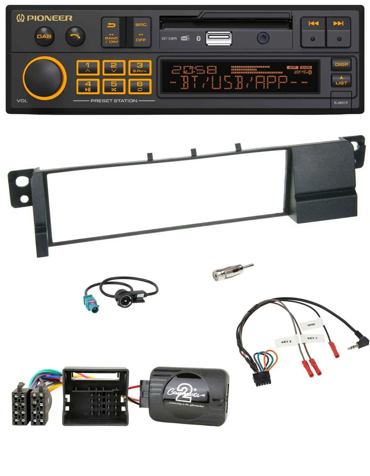 Pioneer DAB Lenkrad USB Bluetooth Autoradio für BMW 3er E46 2001-2007 Quadlock