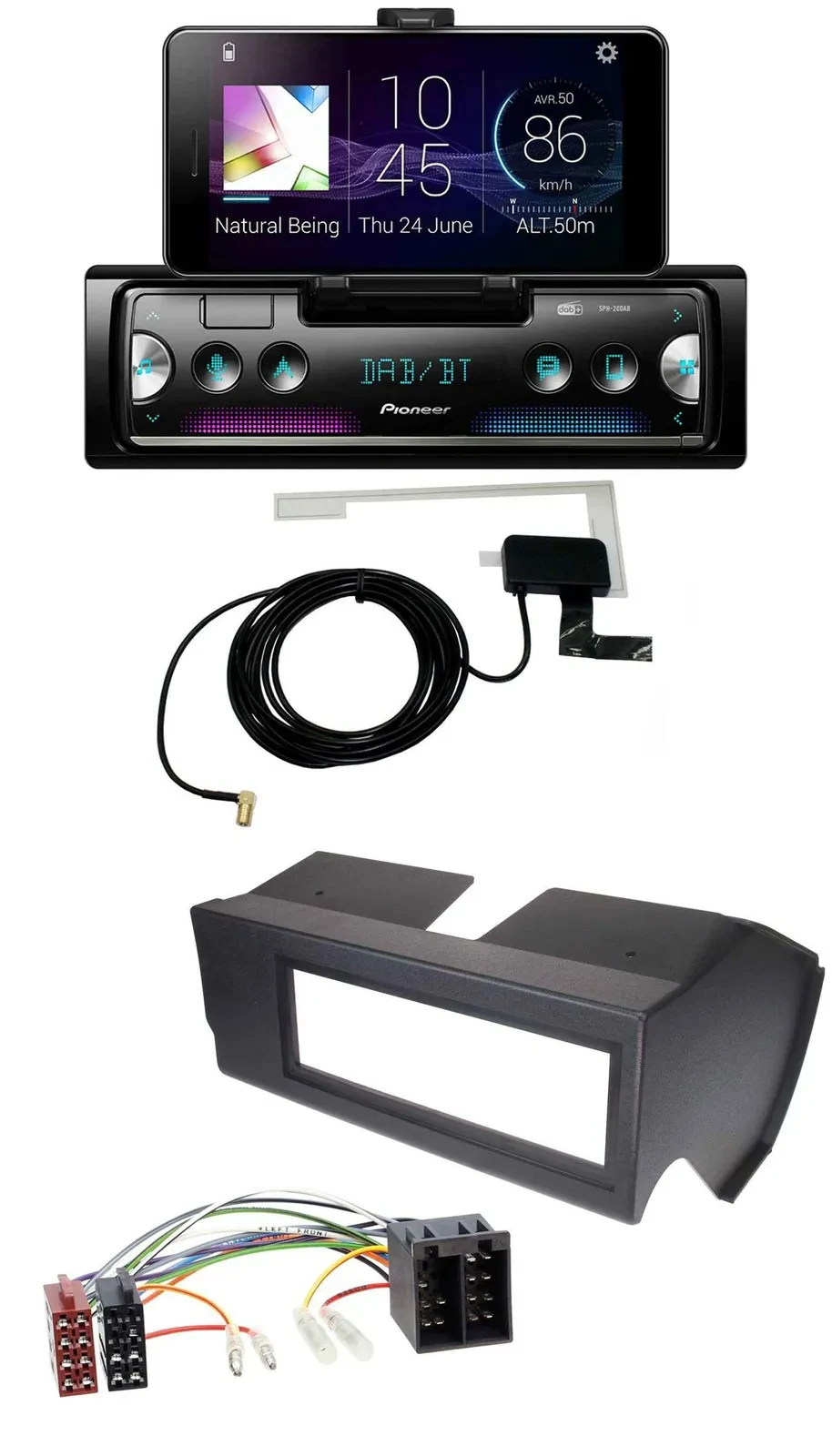 Pioneer DAB Bluetooth MP3 USB Autoradio für Fiat Panda (bis 2002) - schwarz