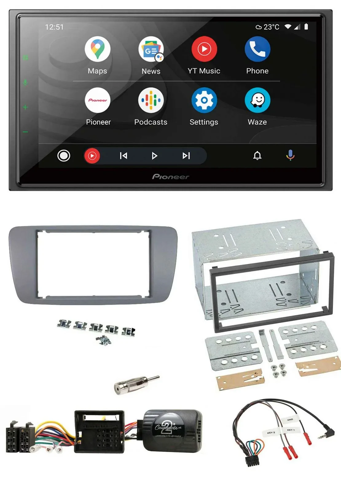 Автомагнитола Pioneer 2-DIN, USB, DAB, Bluetooth, совместимая с управлением на руле, для Seat Ibiza (с 2008)