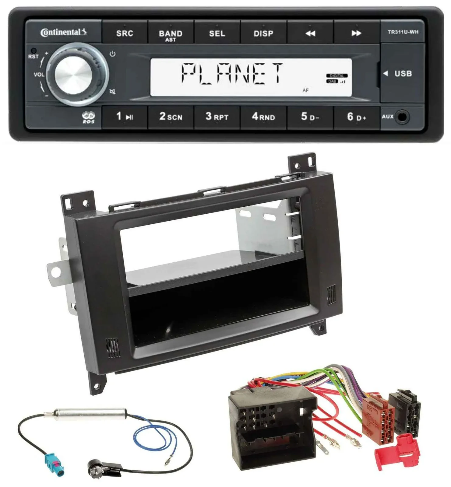 Автомагнитола для Mercedes Viano/Vito 2006-2014 Continental 1-DIN, USB, MP3, AUX, черный