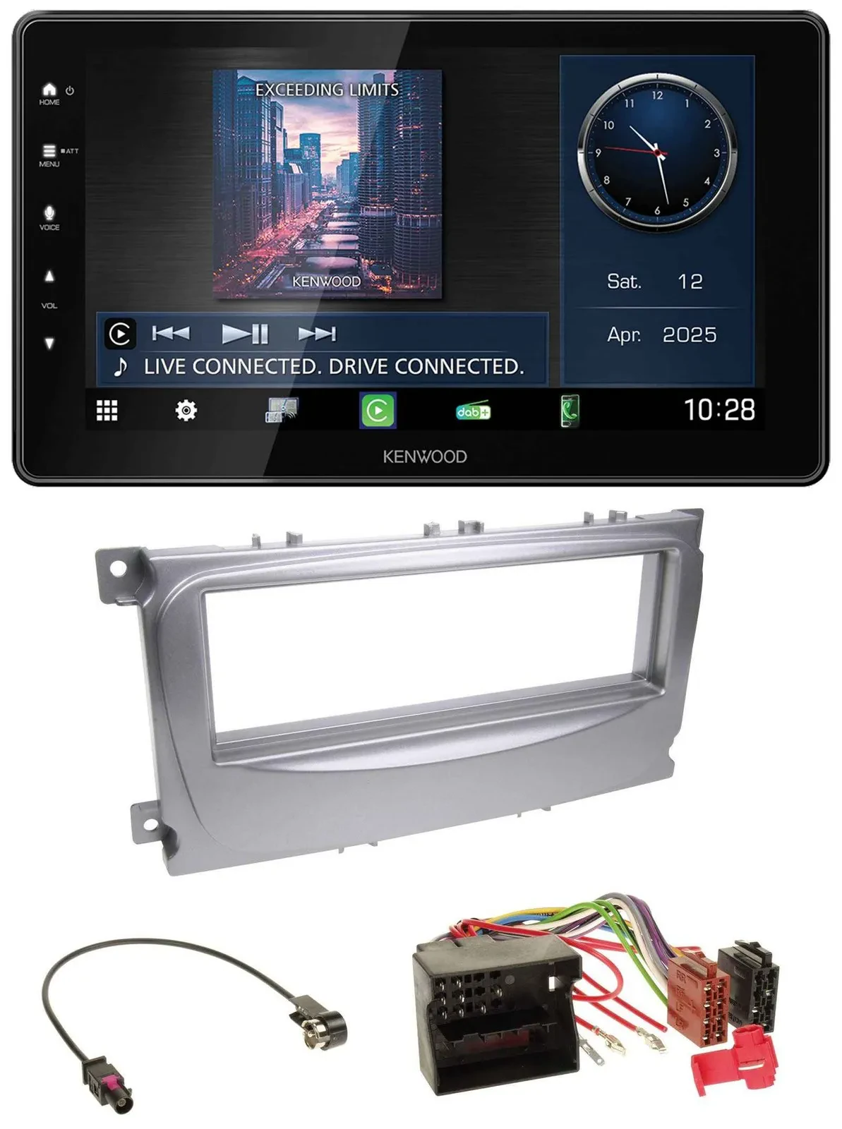 Kenwood MP3 Bluetooth USB DAB Autoradio für Ford Galaxy C-Max Focus ab 2007 silb