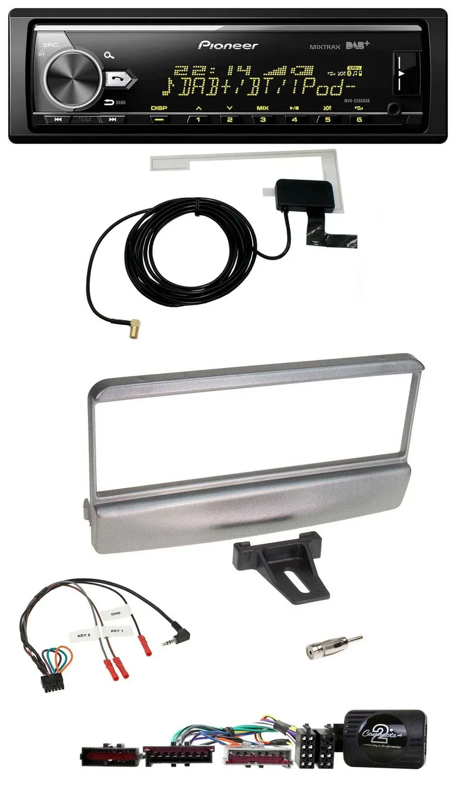 Автомагнитола Pioneer Bluetooth DAB USB для Ford Mondeo 2000–2002 серебристая