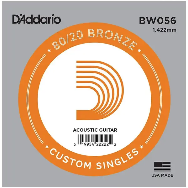 Струна одиночная D'Addario BW056 Bronze 80/20 056