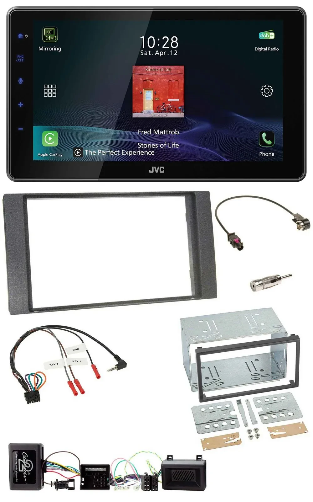 JVC DAB Lenkrad Bluetooth USB Autoradio für Ford Kuga 2008-2012 anthrazit