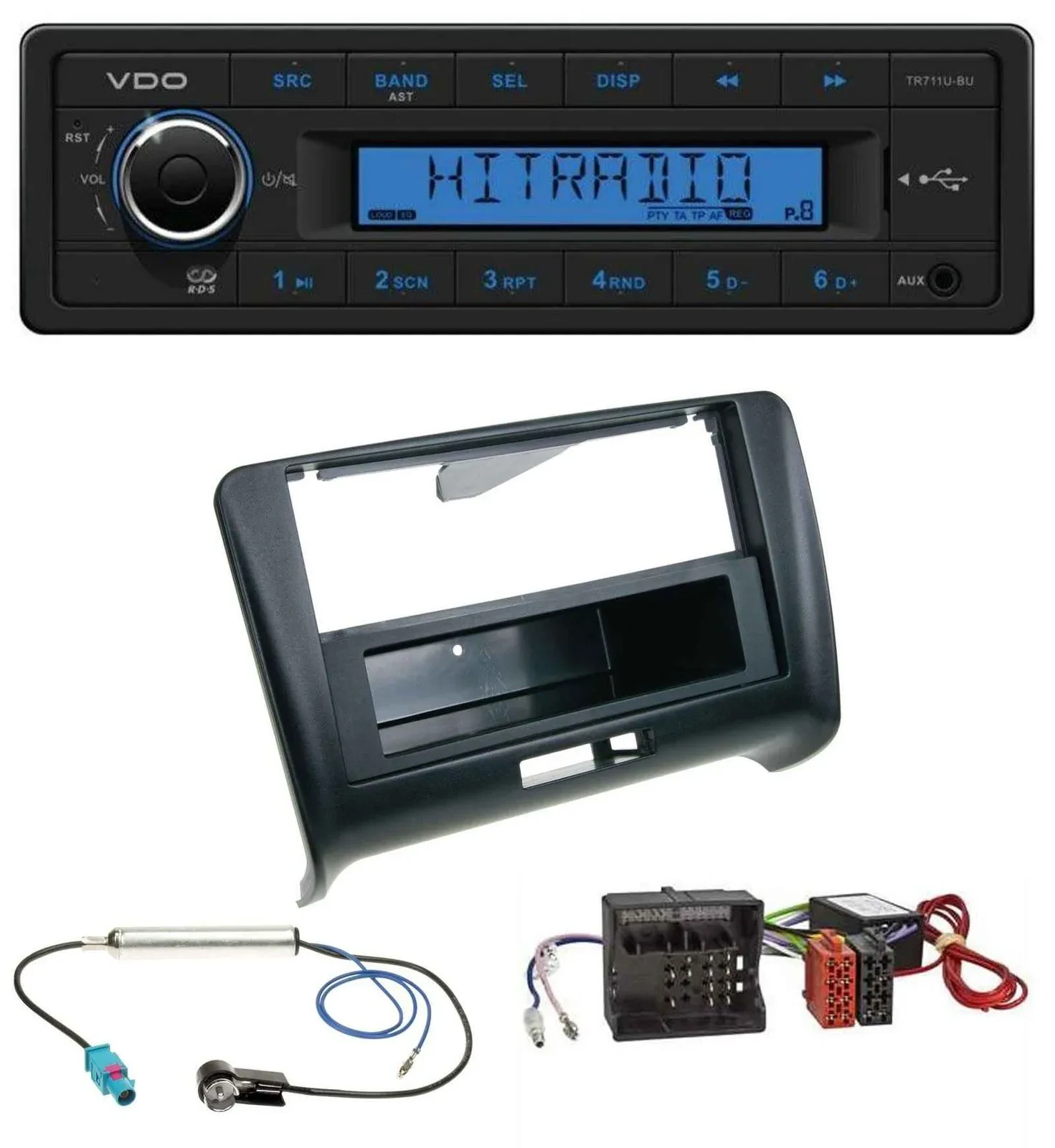 Автомагнитола VDO 1DIN MP3 USB AUX для Audi TT (2006–2014) Quadlock, для активной аудиосистемы