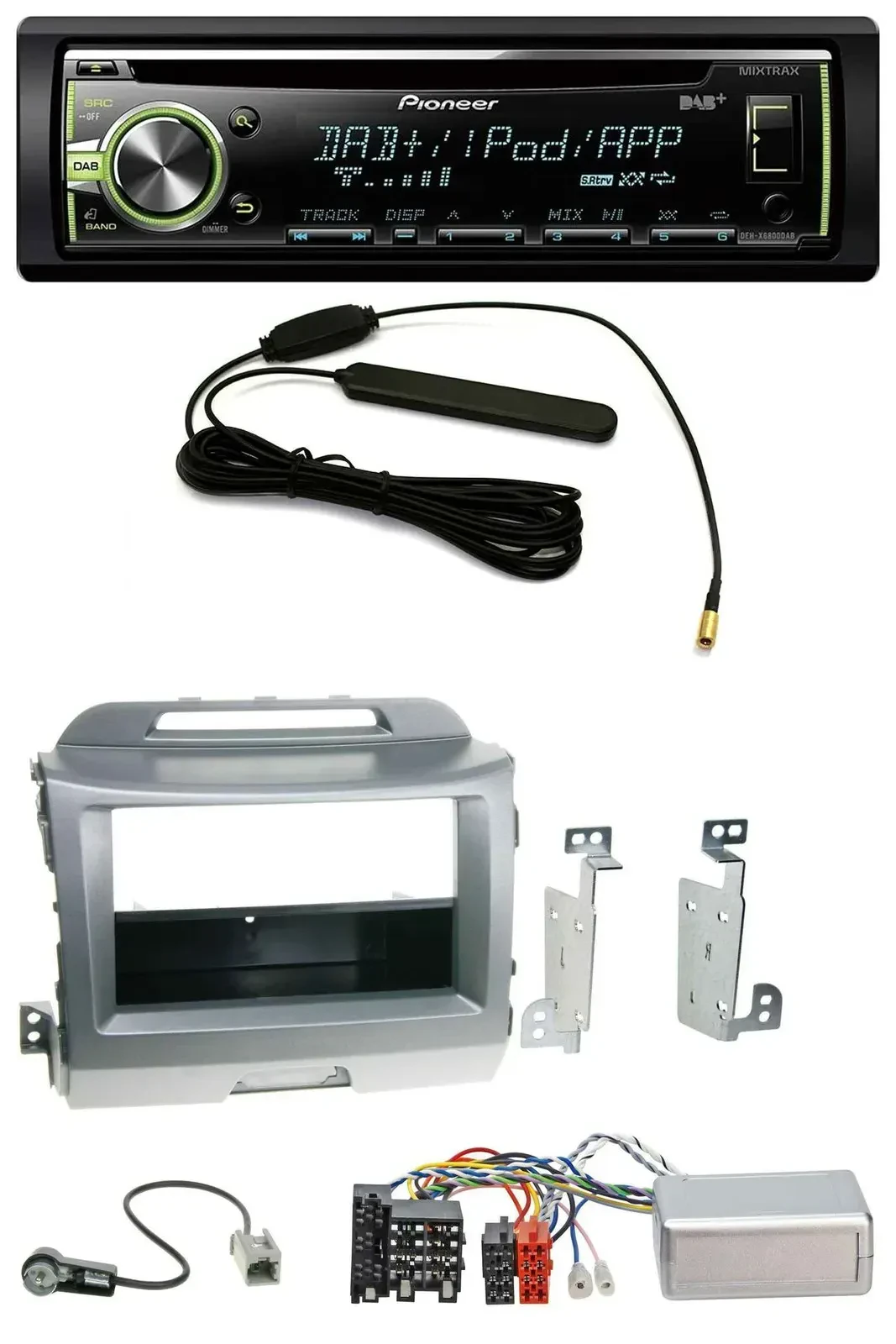 Автомагнитола для Kia Sportage 3 (2010–2015) Pioneer MP3 USB CD DAB, серебристый