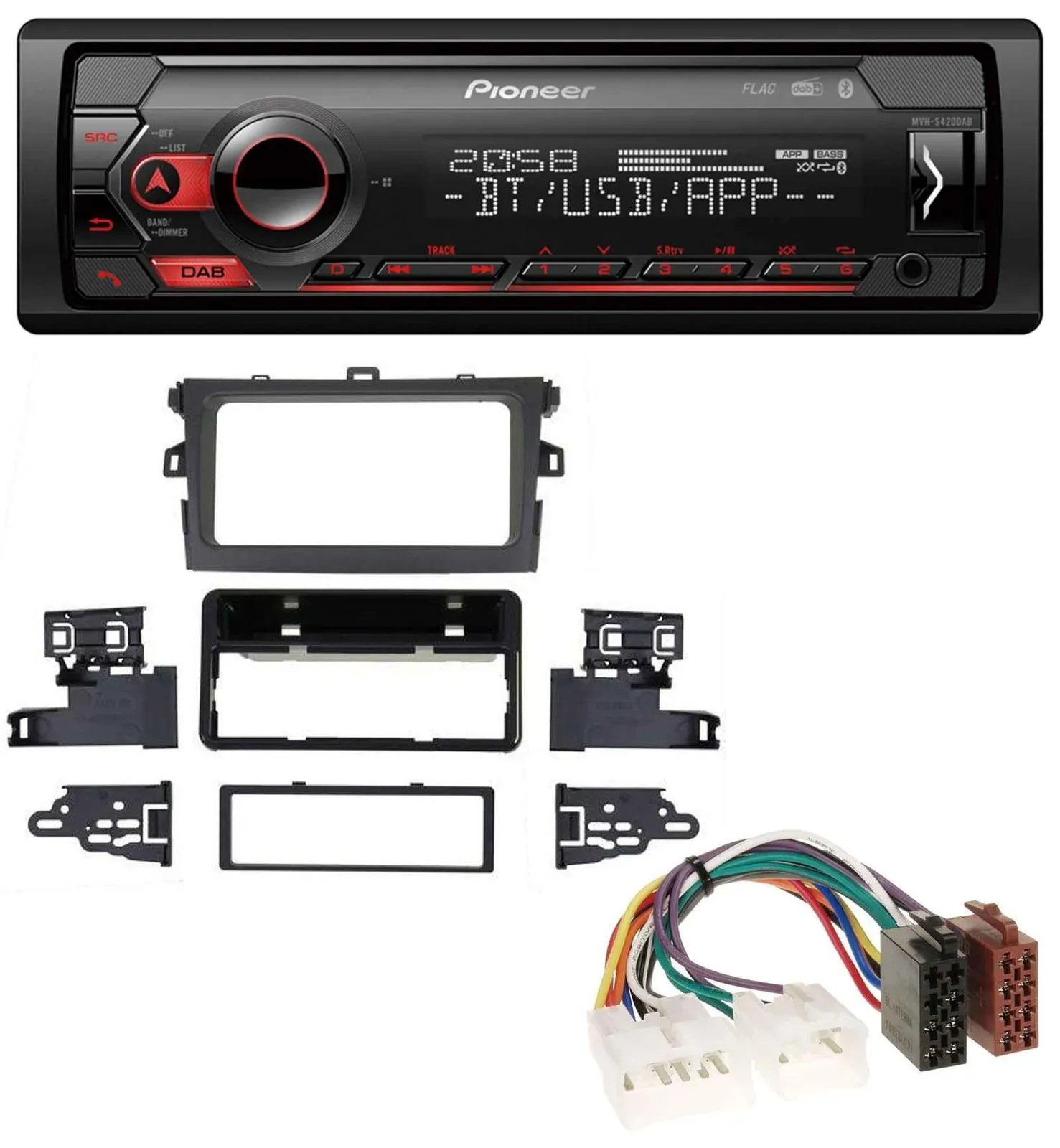 Автомагнитола для Toyota Corolla (2009–2012) Pioneer MP3 USB DAB Bluetooth серебристая