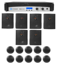 Crown CDi2000 2-Ch 800w 70V Commercial Amplifier+(6) Wall+(10) Ceiling Speakers