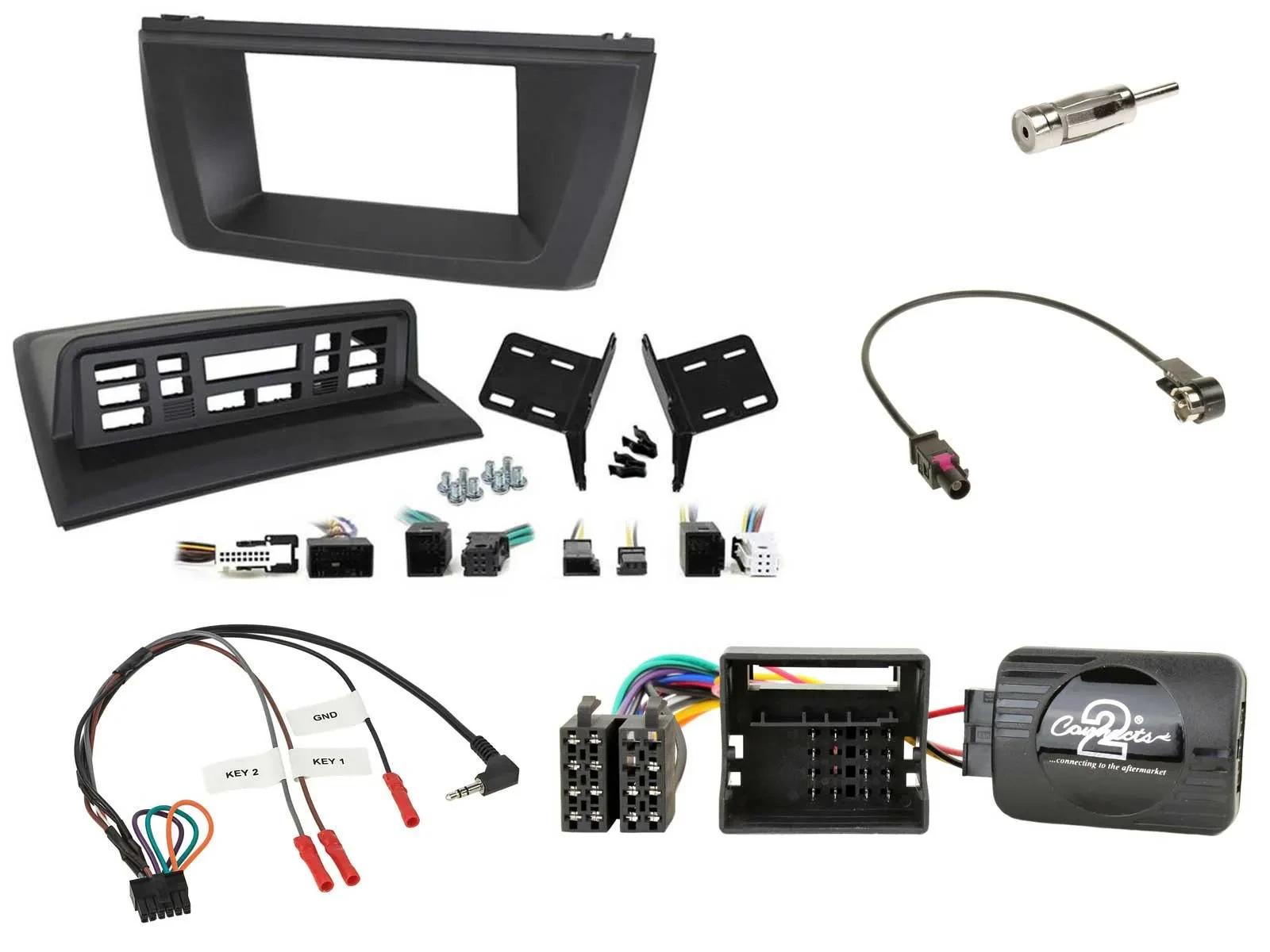 Einbauset Lenkradadapter Doppel DIN Autoradio für BMW X3 E83 2004-2010 mittig