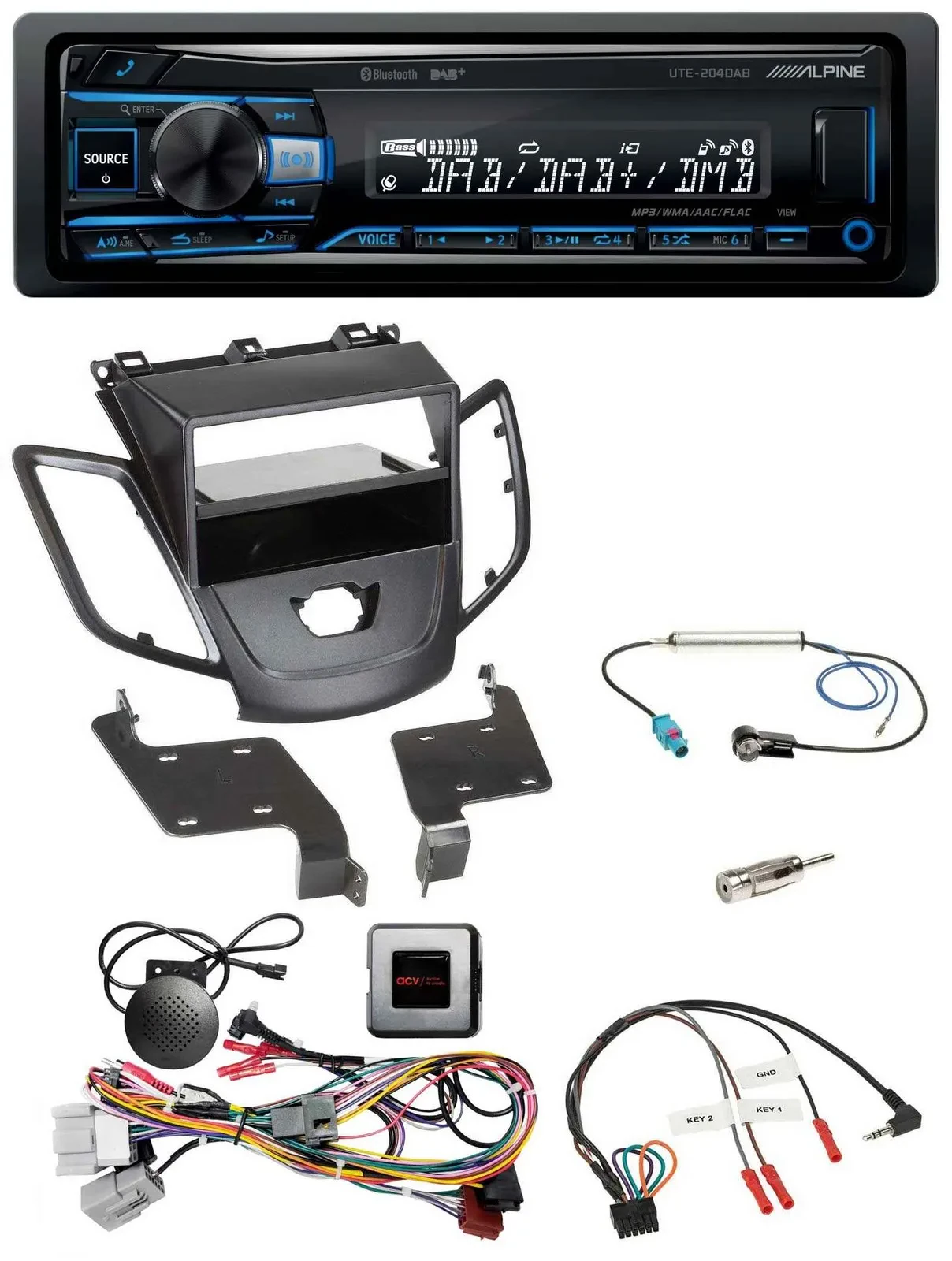 Alpine USB Bluetooth DAB Lenkrad Autoradio für Ford Fiesta 10-13 ohne Display sc