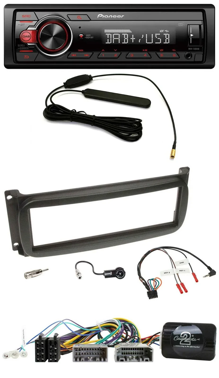 Автомагнитола Pioneer 1-DIN, DAB, USB, поддержка кнопок на руле, для Chrysler/Dodge RAM (с 2002)