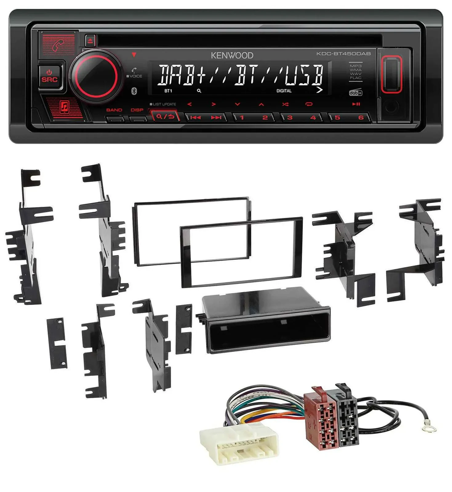 Автомагнитола Kenwood MP3, CD, USB, Bluetooth, DAB для Nissan Quest/Rogue/Titan