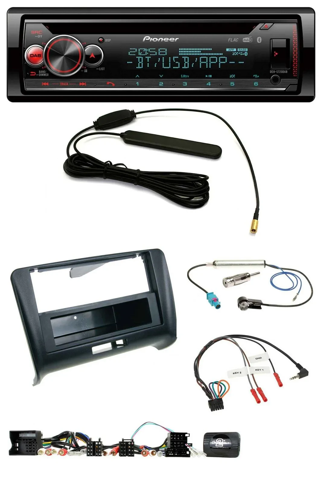 Автомагнитола Pioneer CD/USB/DAB/Bluetooth для Audi TT (2006–2014), совместимая с кнопками на руле