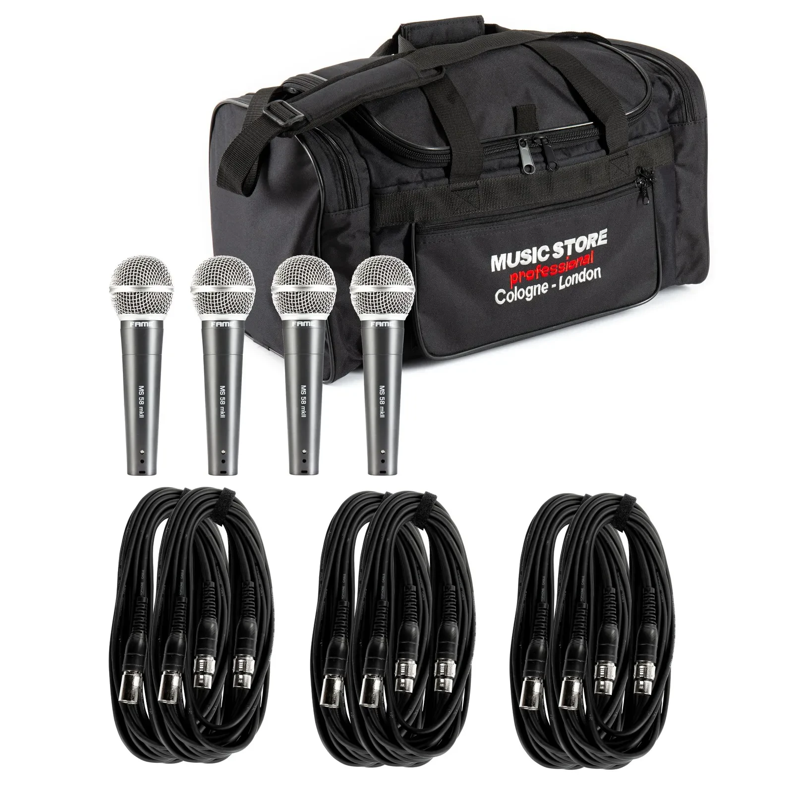 Audio MS 58 MKII Gesangsmikrofon Set, Dynamisch, Niere, 50-14000Hz, 4 Mikro, 6