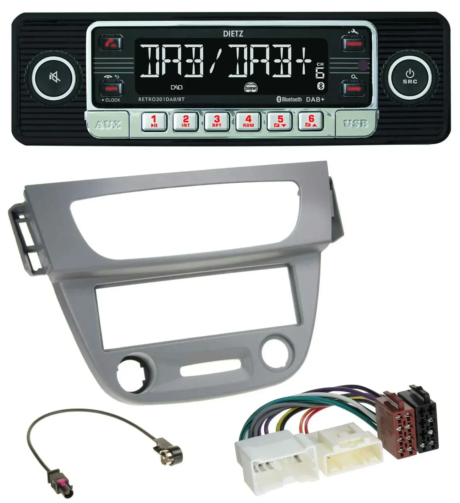 Автомагнитола Dietz USB DAB MP3 Bluetooth для Renault Megane 3 (2012–2014), серый