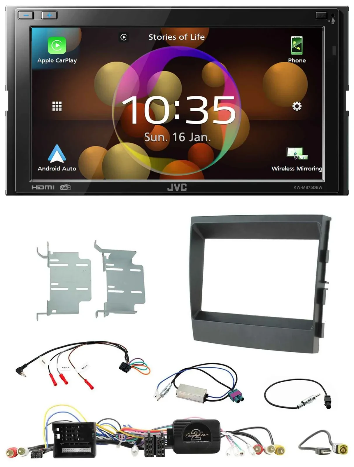 JVC DAB Lenkrad 2DIN Bluetooth USB Autoradio für Porsche Panamera 2009-2016