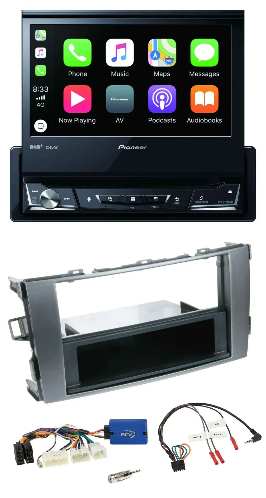 Pioneer DVD Bluetooth DAB USB Lenkrad Autoradio für Toyota Auris 2011-2012 anthr