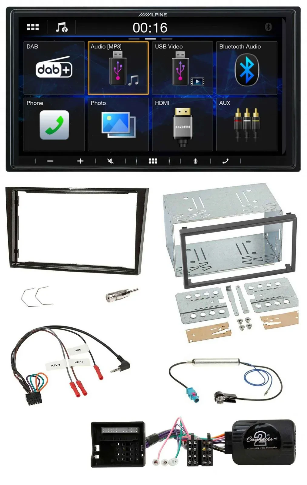 Alpine Bluetooth 2DIN Lenkrad DAB USB Autoradio für Opel Zafira Corsa D Astra H