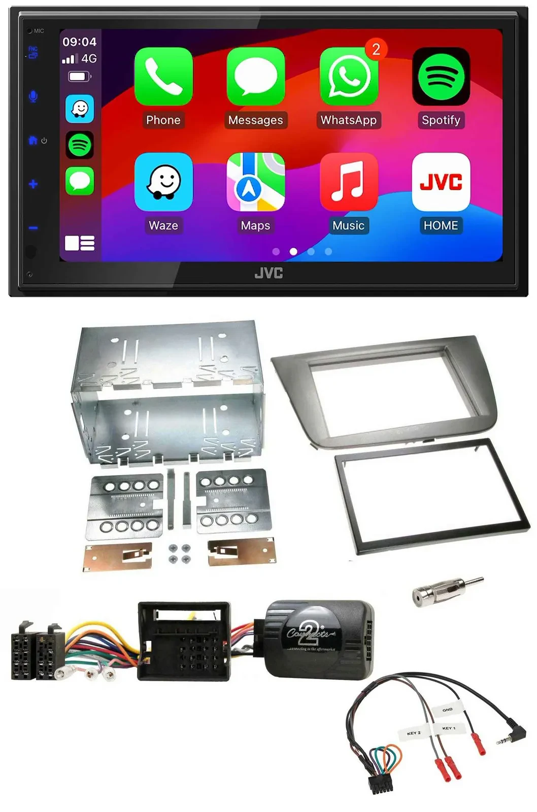JVC Bluetooth USB Lenkrad 2DIN DAB Autoradio für Seat Altea Altea XL Toledo anth