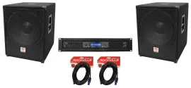 2 Rockville PBG18 18" 2000w 8 Ohm Pro Audio Subwoofers+2-Channel Power Amplifier