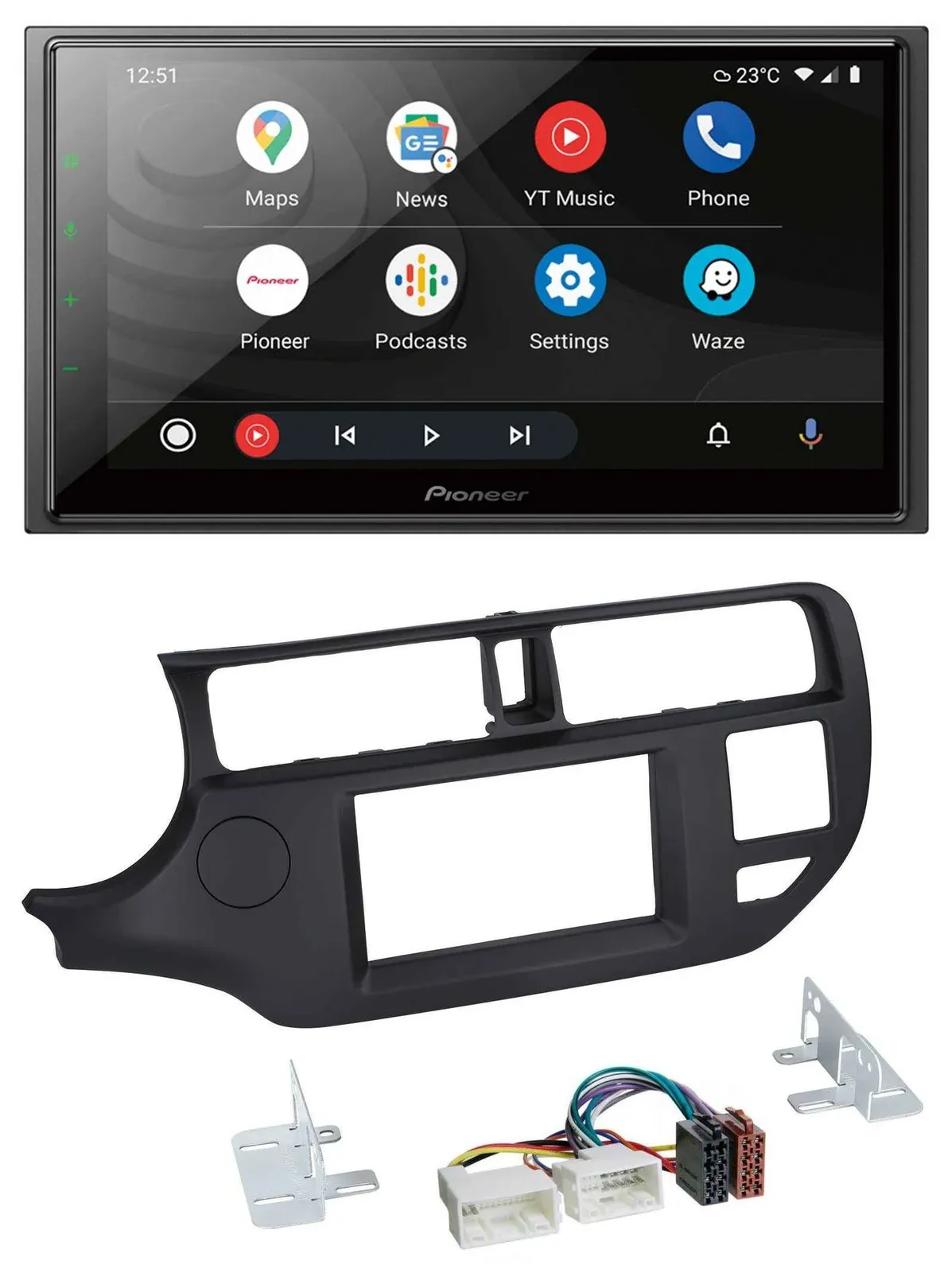 Pioneer USB 2DIN DAB MP3 Bluetooth Autoradio für Kia Rio 11-14 UB schwarz