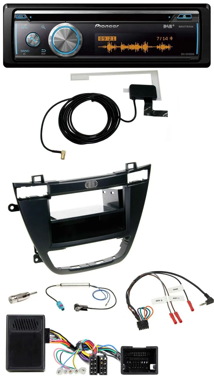 Автомагнитола для Opel Insignia Pioneer Bluetooth, DAB, USB, CD, поддержка кнопок на руле, черная