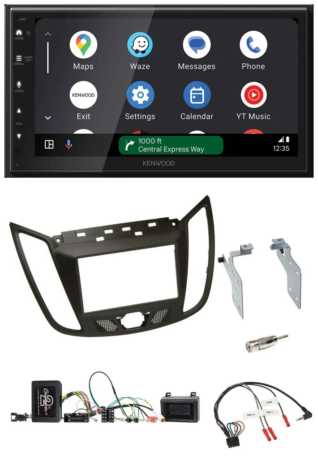 Автомагнитола Kenwood 2-DIN DAB Bluetooth USB для Ford C-Max (с 2011), коричневый