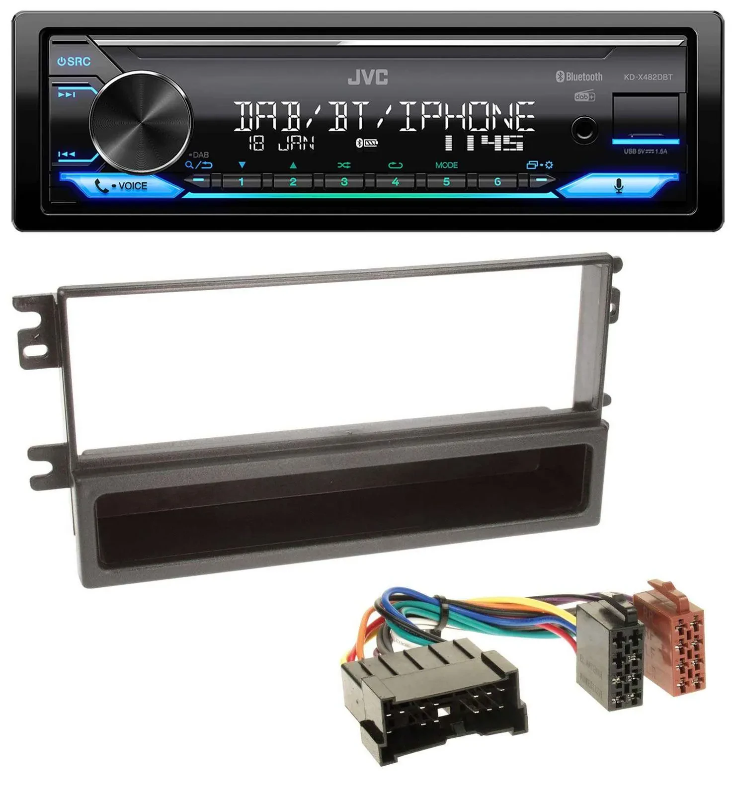 JVC Bluetooth DAB USB MP3 Autoradio für Kia Shuma 2, Sephia II, Mentor