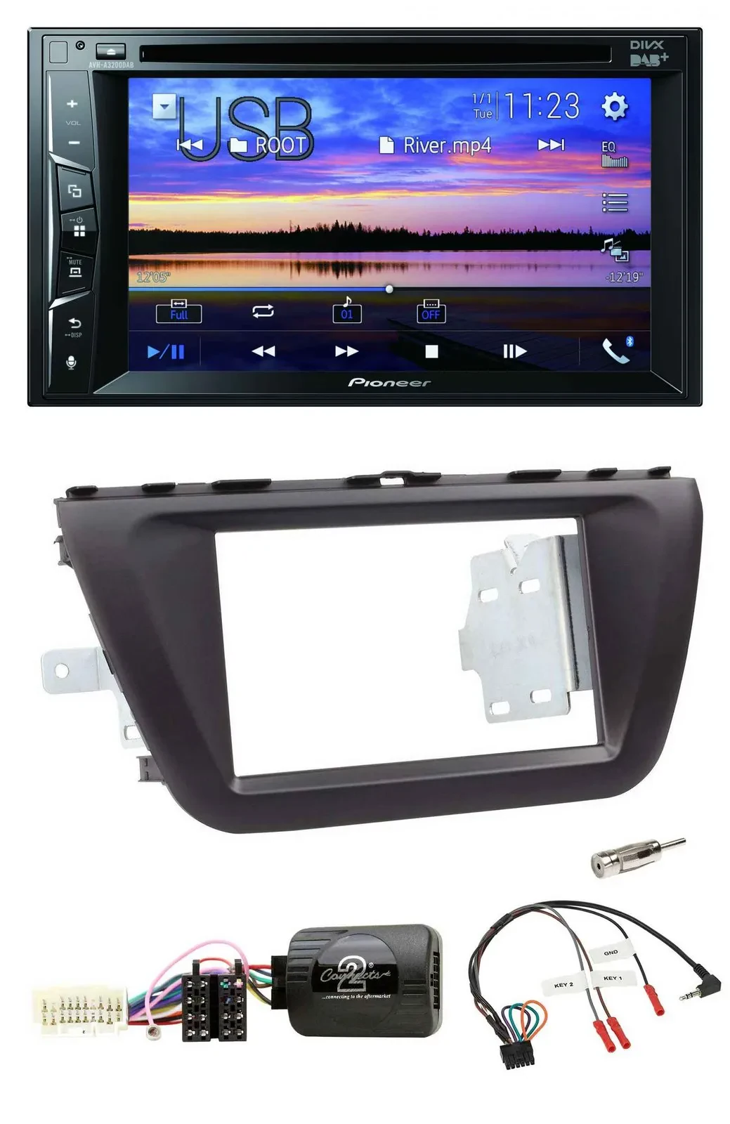 Автомагнитола Pioneer 2DIN, Bluetooth, USB, DVD, DAB, для Suzuki SX4 (с 2013), поддержка кнопок на руле