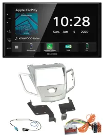 Kenwood Bluetooth MP3 DAB USB 2DIN Autoradio für Ford Fiesta 08-10 silber